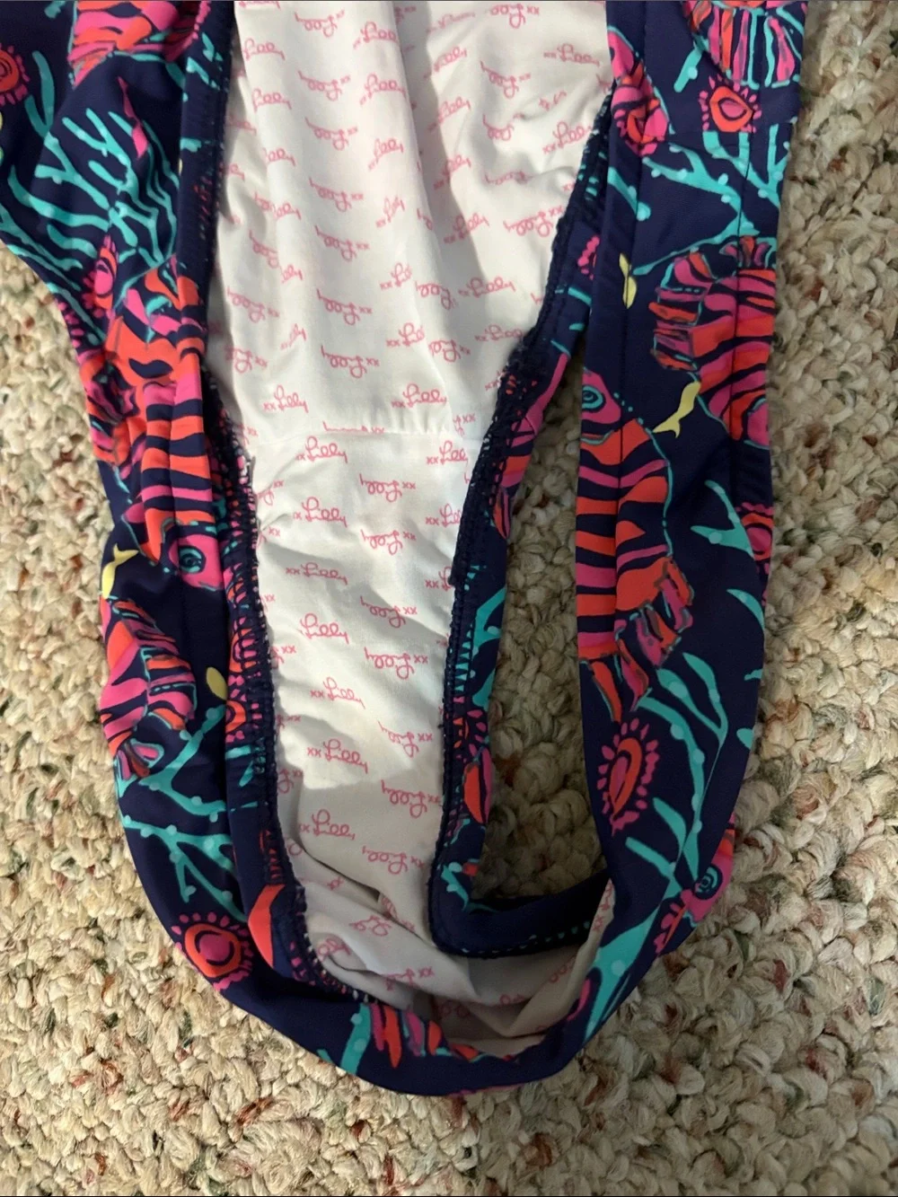 Lilly Pulitzer Jammin Fish Navy Ruffle Bikini‎ Preppy Resort Beach